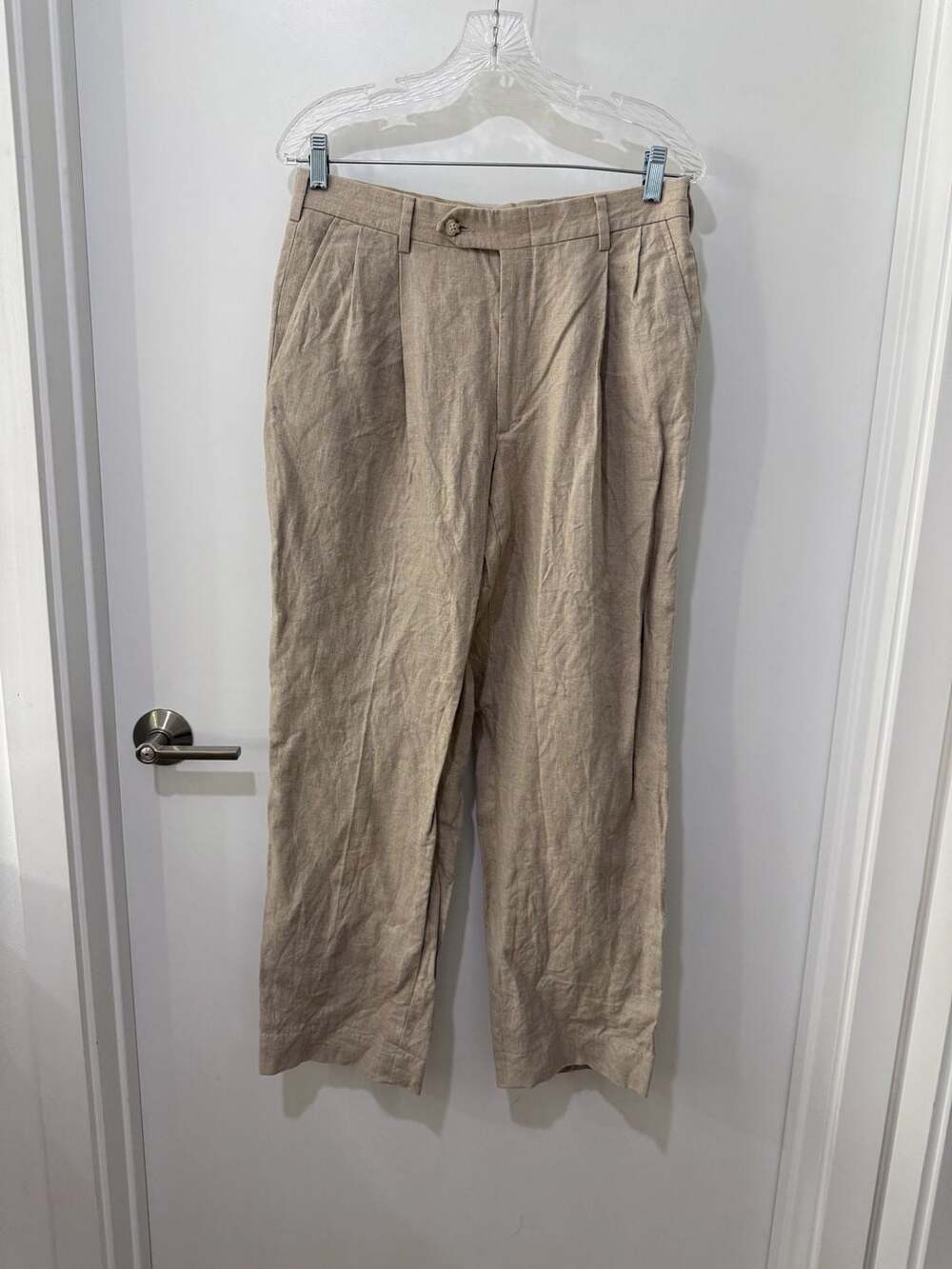 Berle Linen Pleated Trouser Beige